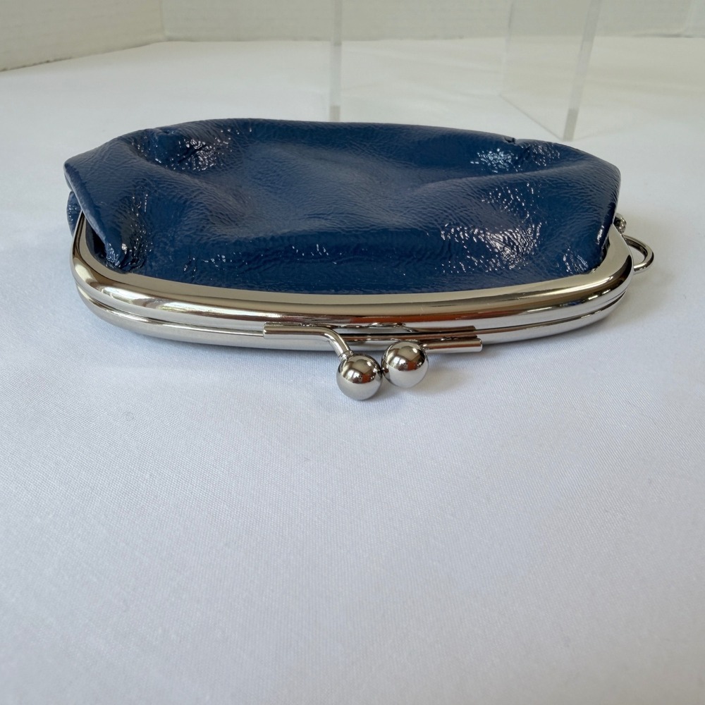 Coach Kisslock Coin Purse Women Small Blue Patent Leather Pouch Wallet - Picture 9 of 10